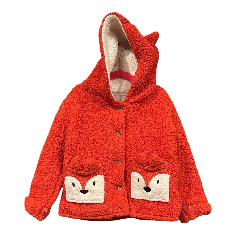 Happy Threads Sherpa Orange Fox Pockets Girls Cost Size 5. X3